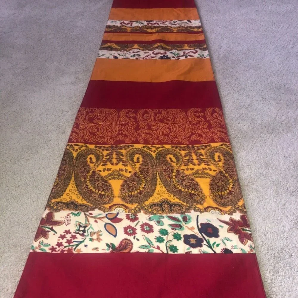 PIER 1 IMPORTS Multi-Color Paisley Stripes TABLE RUNNER 72” x 13”‎ Fall winter